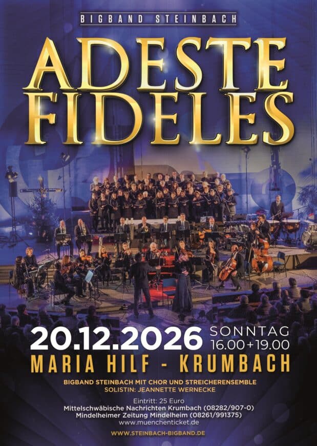 Das ADESTE FIDELES-Plakat für die Konzerte in Krumbach 2026